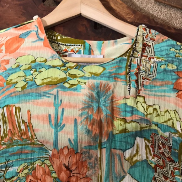 A.C. Sport southwestern floral cactus blouse - Picture 5 of 6